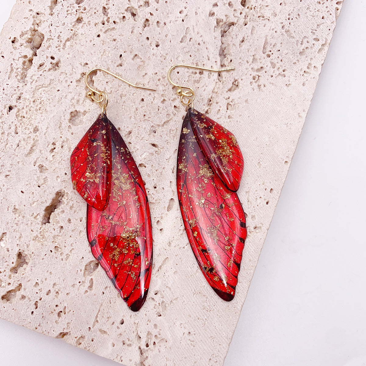 Women's Sier Cicada Wings Ear Hook Butterfly Temperamental Fairy Long Eardrop Earrings