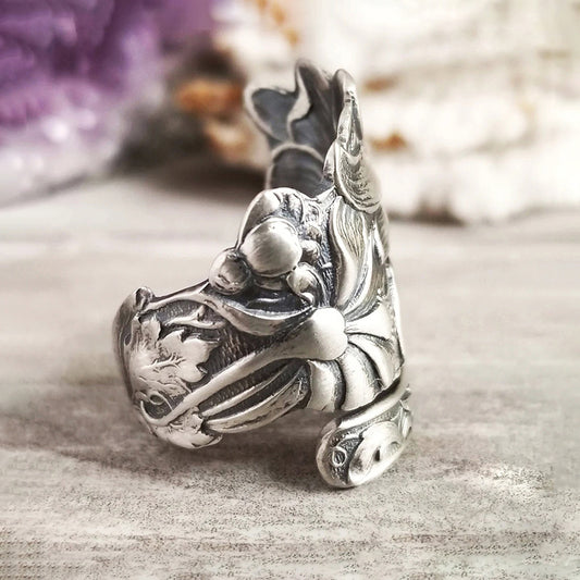 Women's Opening Lily Texture Pattern Flower Female Rings
