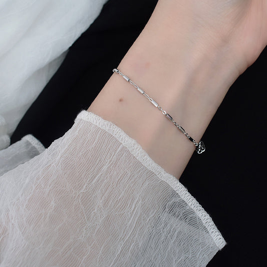 Women's Sier Cylindrical Design Simple Korean Style Bracelets