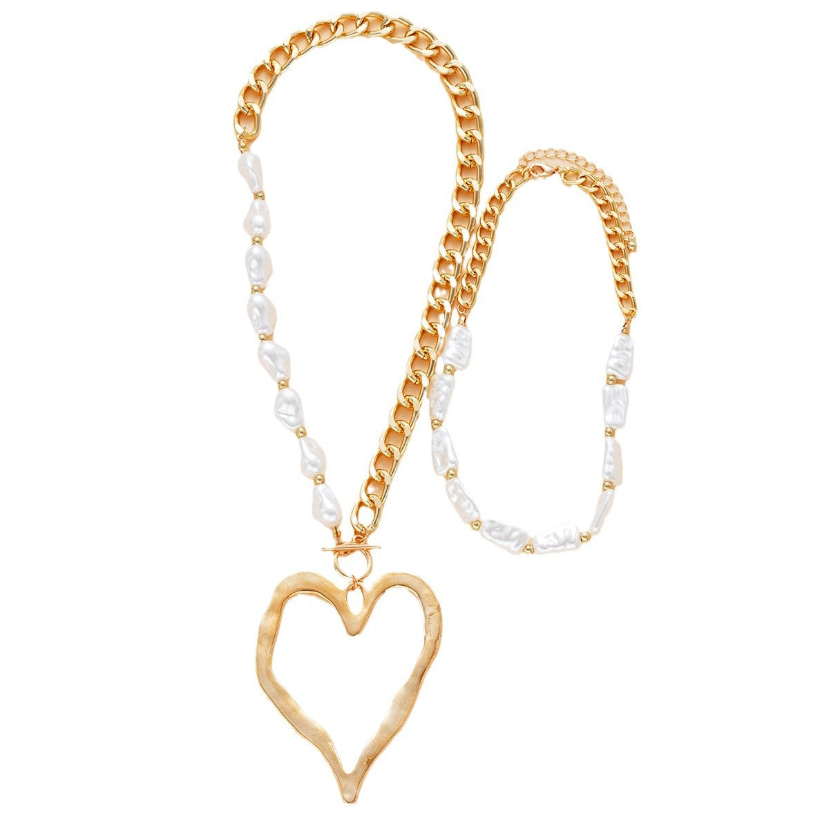 Women's Pearl Chain Big Love Creative Elegant Necklaces