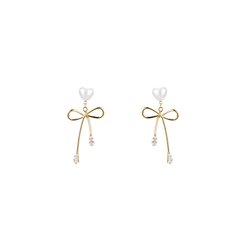 Sweet Romantic Bow Pearl Ear Clip Simple Earrings