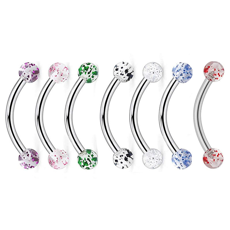 Steel Brow Nail Labret Piercing Sequins Transparent Acrylic Ball Stud Earrings
