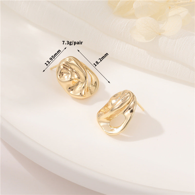 Women's Vintage Crumpled Head Portrait High-grade Temperament With Stud Earrings