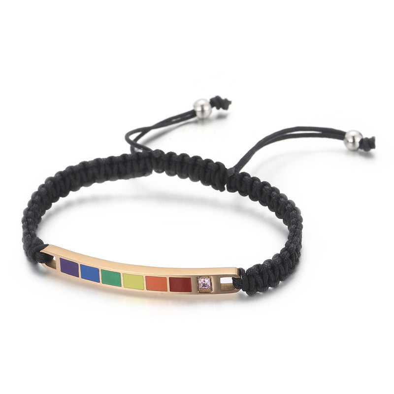 Fashion Stainless Steel Curved Rainbow Personality Titanium Bracelet