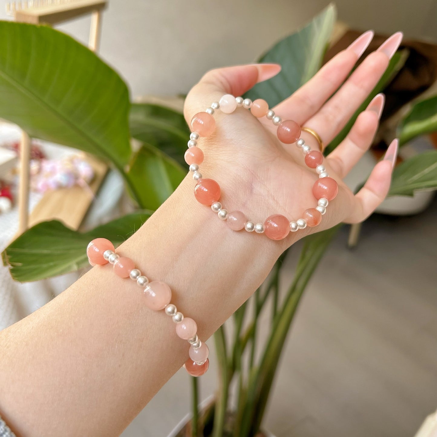 Design Mori Style Light Luxury Peach Fermentation Crystal Natural Stone Bracelets