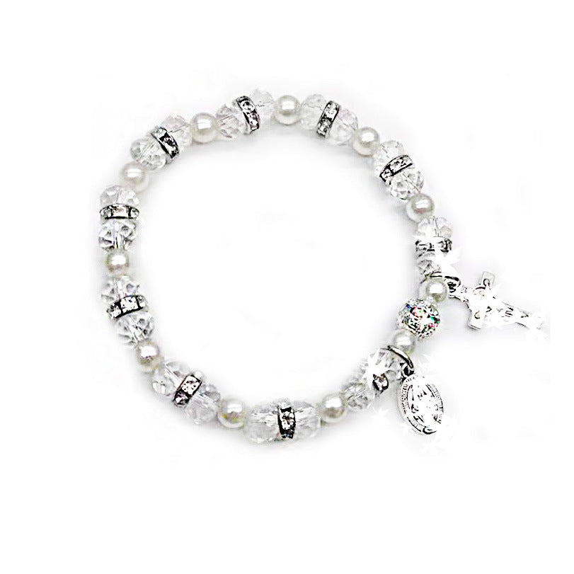 Crystal Elastic Beads Female Refined Simple Rose Bracelet