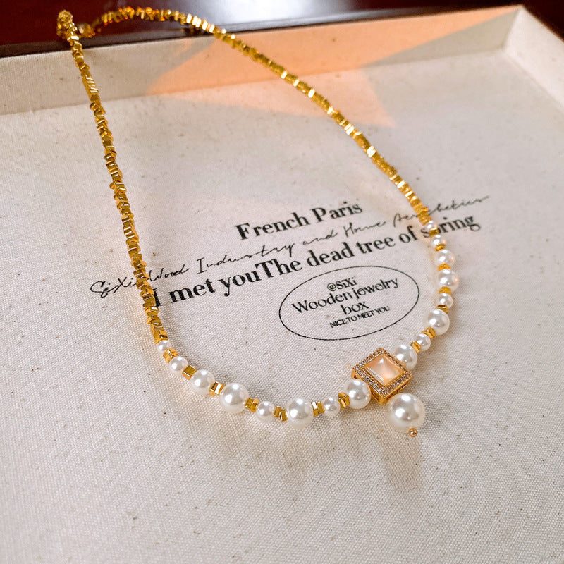 Pearl Twin Clavicle Chain Light Luxury Necklaces