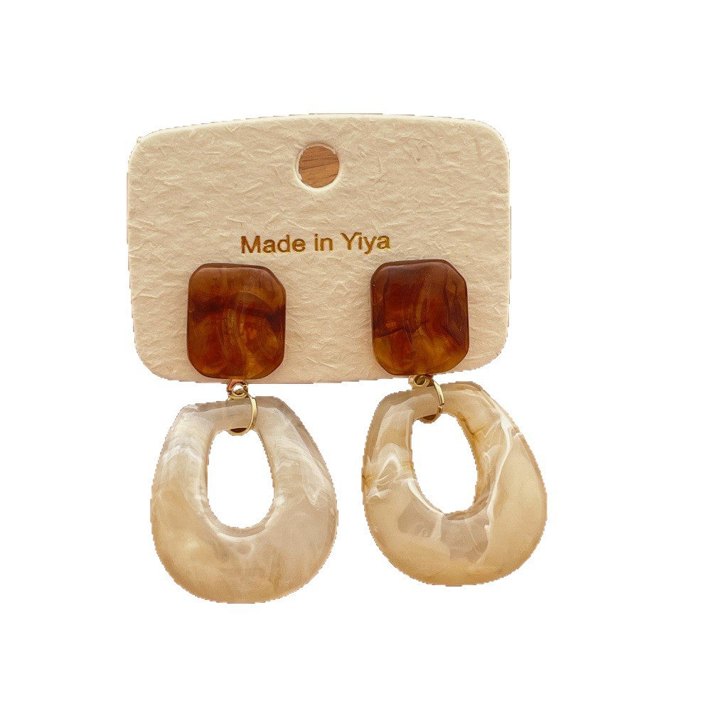 Geometric Simple Temperamental Square Contrast Color Earrings
