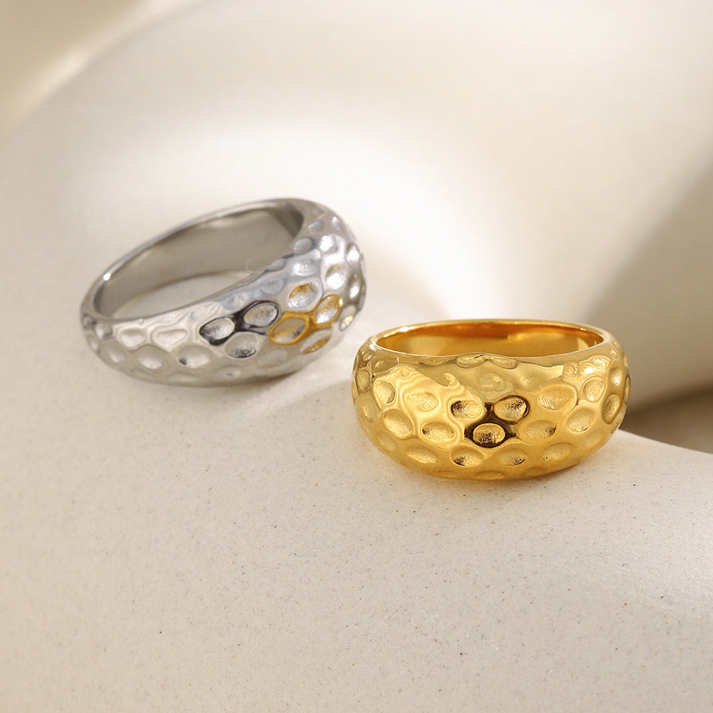 Women's Personality Stainless Steel Plated Beating Pattern Rings