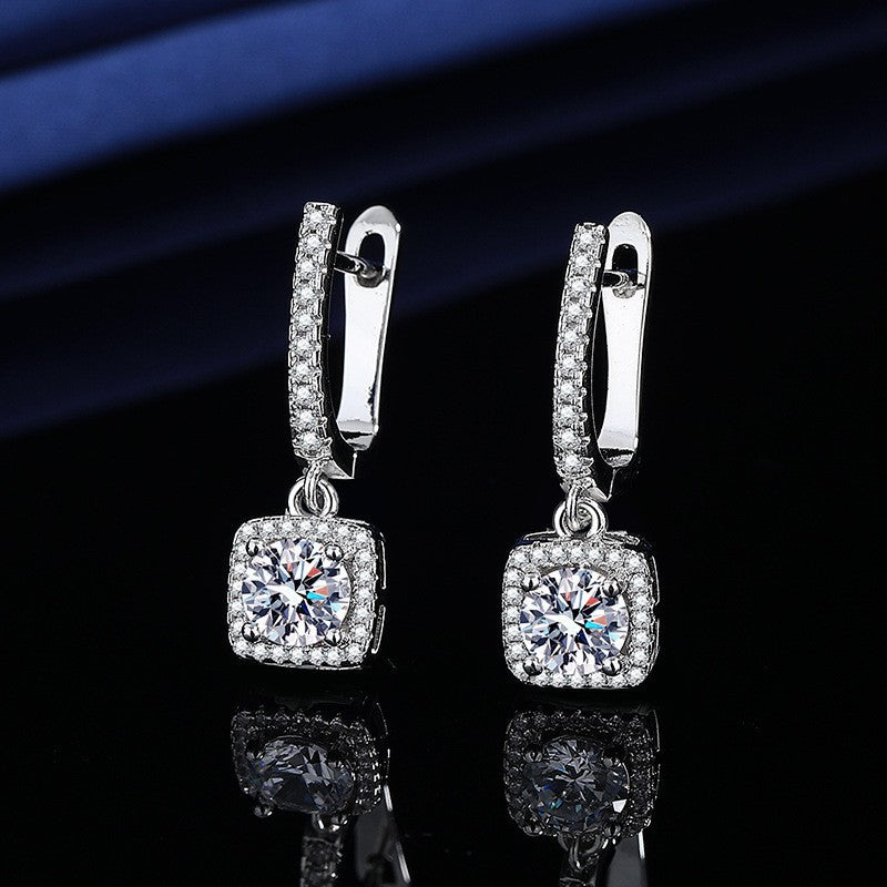 Moissanite Ear Female With Hearts Sterling Earrings