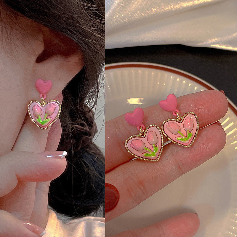 Design Bowknot Flower Fashion Sense Sier Earrings