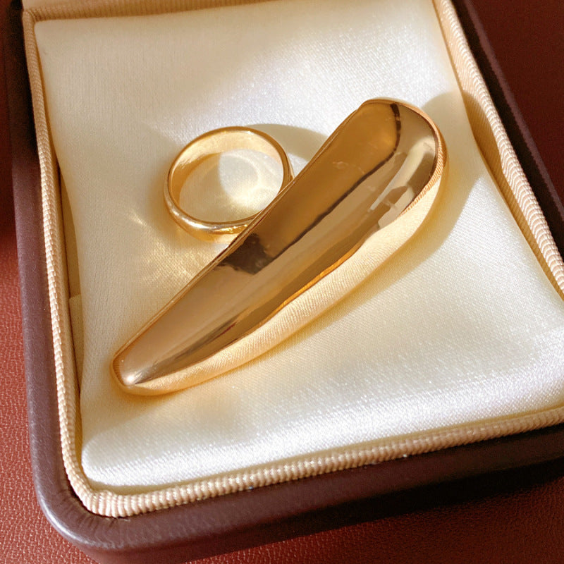 Women's Enamel Flower Open Golden Petal Design Rings