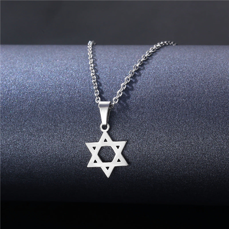 Stainless Steel Cut Hollow Geometry Tag Necklace