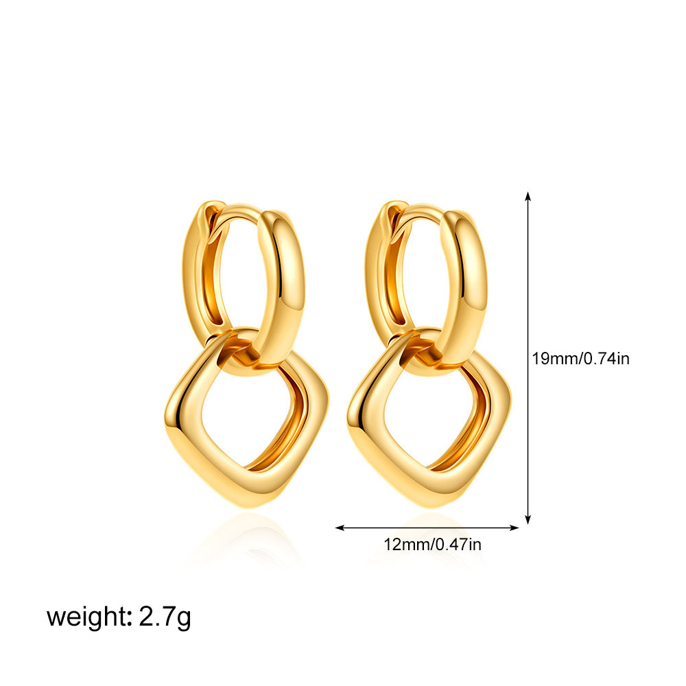 Twist Geometric Square Ear Clip Simple Earrings