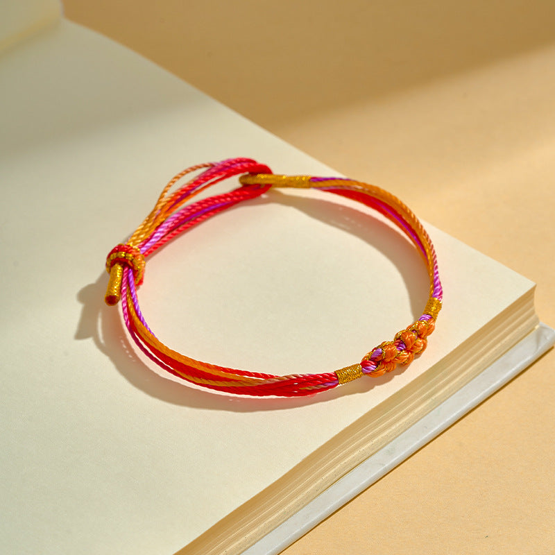 Children's Rope Hydrangea Carrying Strap Hand-woven Peach Bracelet