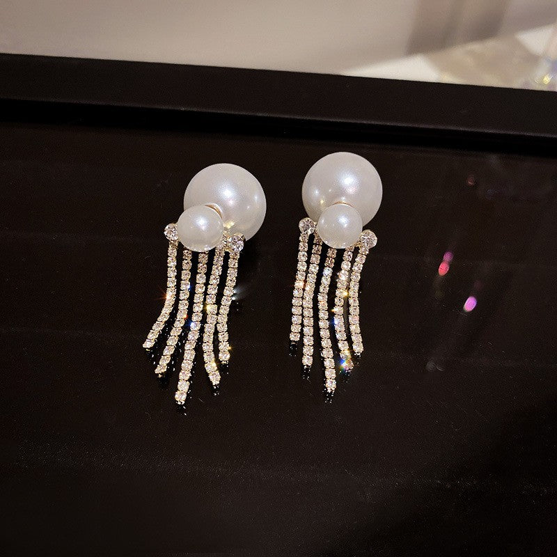 Fashion High-grade Zircon Pearl French Minority Retro Earrings