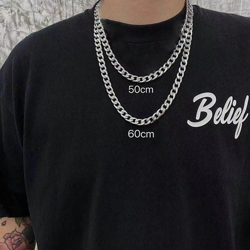 Stainless Steel Cuban Link Chain Simple Couple Street Necklace