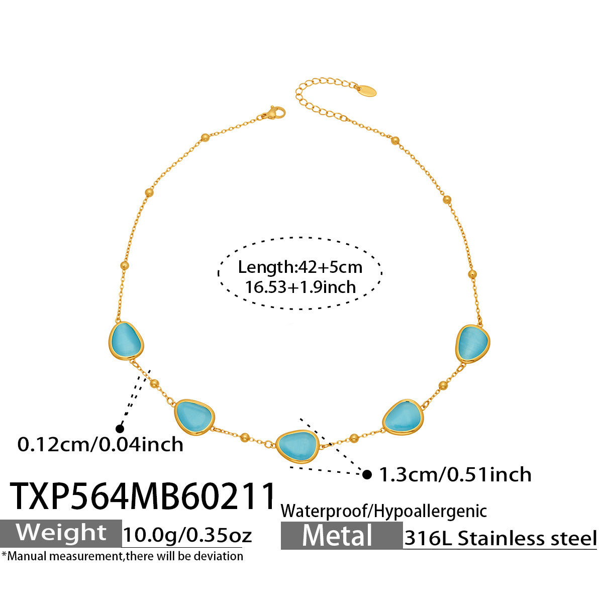 Li Affordable Luxury Style Cut Water Drop-shaped Opal Female Stainless Necklaces