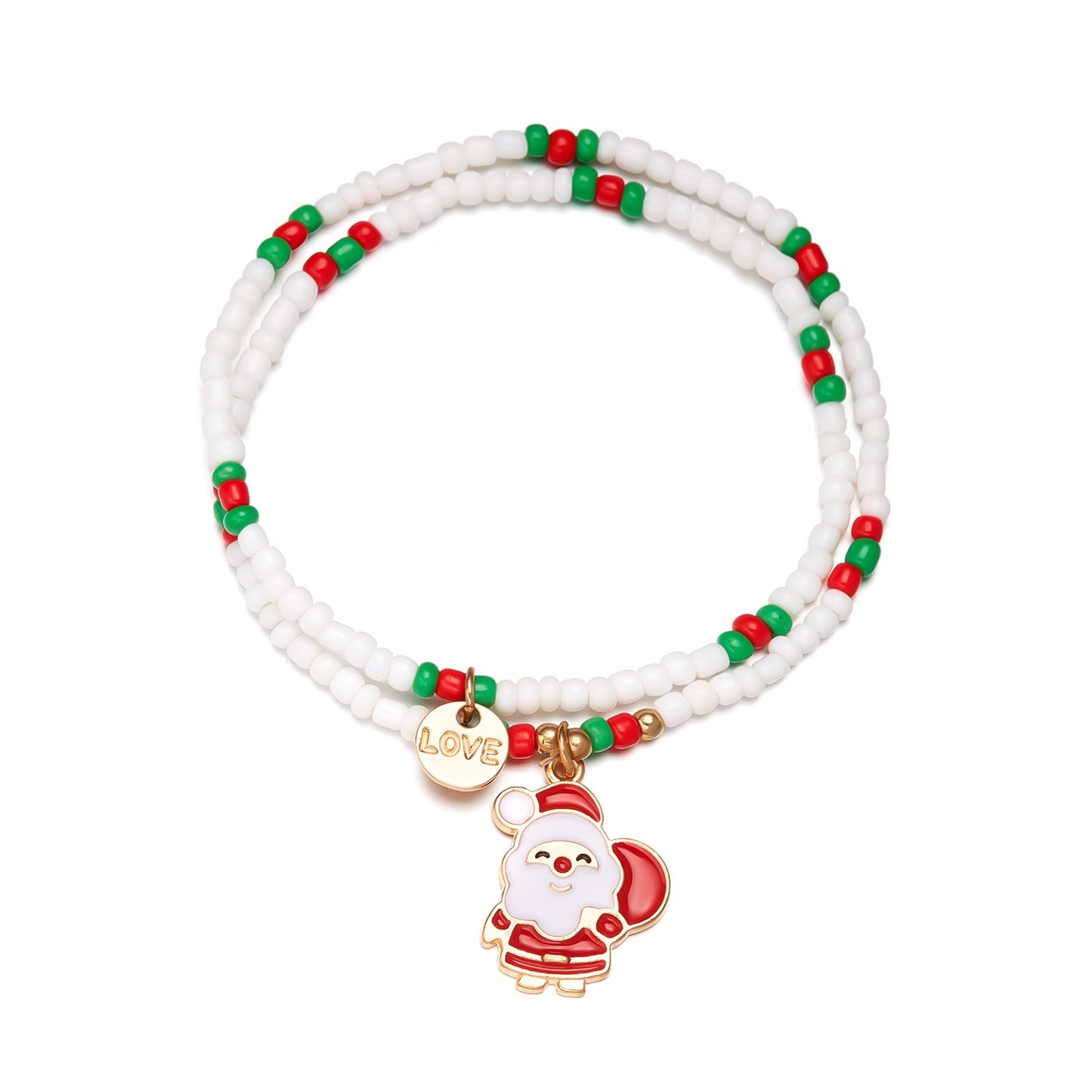 Christmas Dripping Oil Santa Claus Beads Bracelets