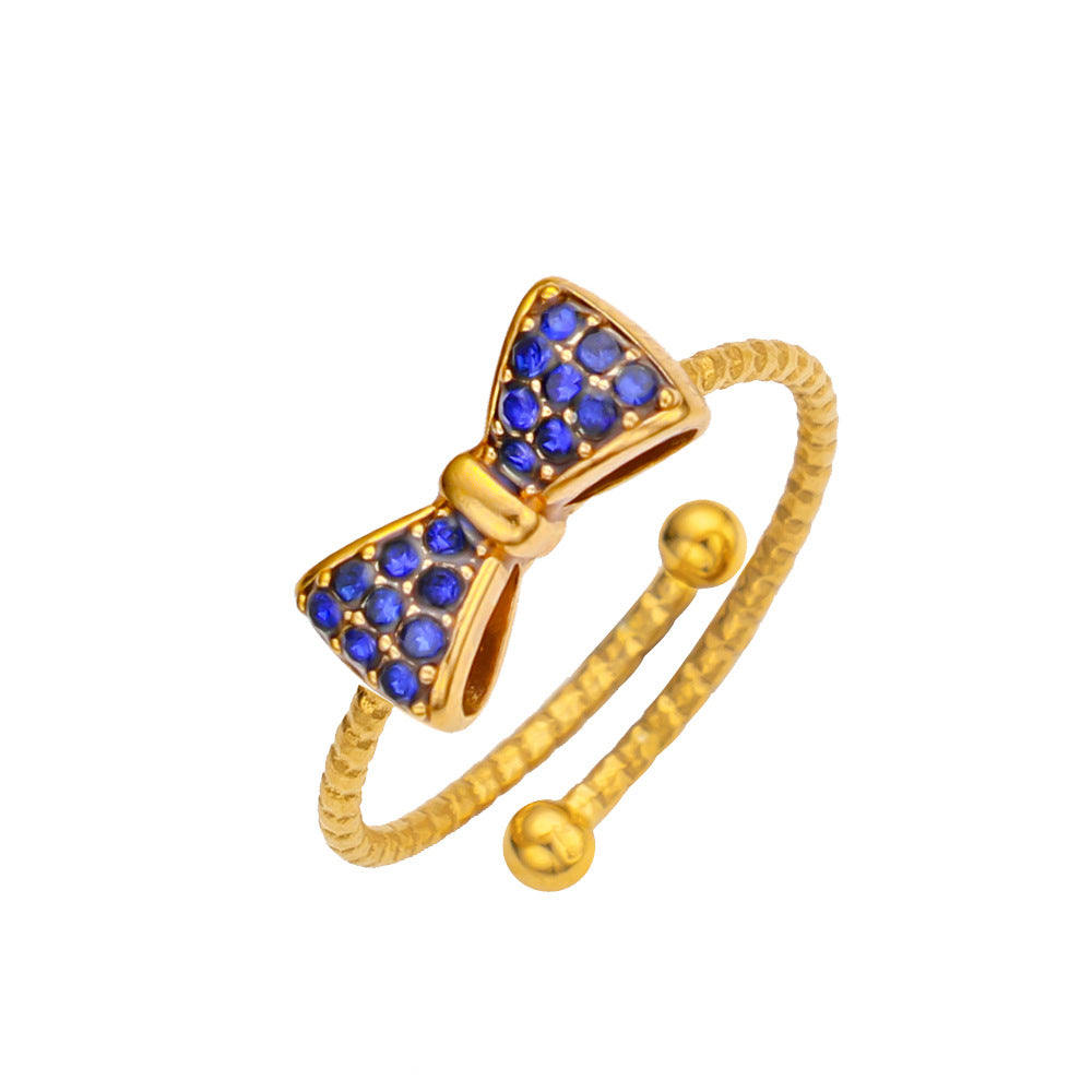 Women's Stainless Steel Zircon Niche High Sense December Birthday Stone Ring