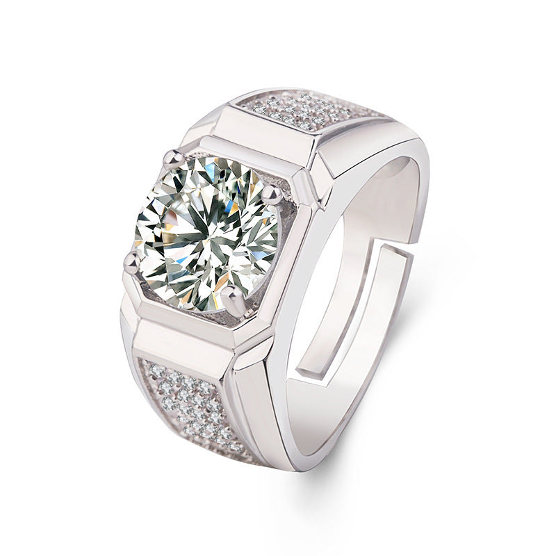 Men's Source Moissanite Open Mouth Man's Domineering Opening Adjustable Ring