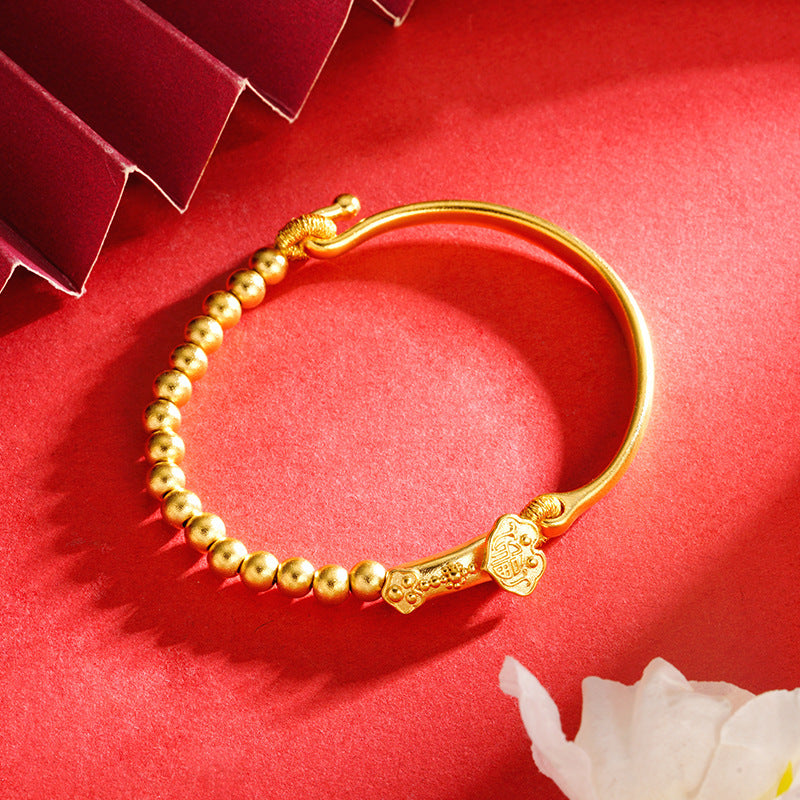 Women's Chinese Style Bamboo Joint Placer Gold Bracelets