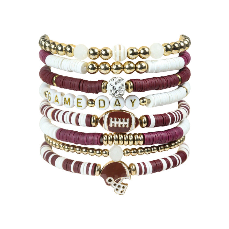 Rugby Golden Balls Twin Crystal Love Letter Bracelet