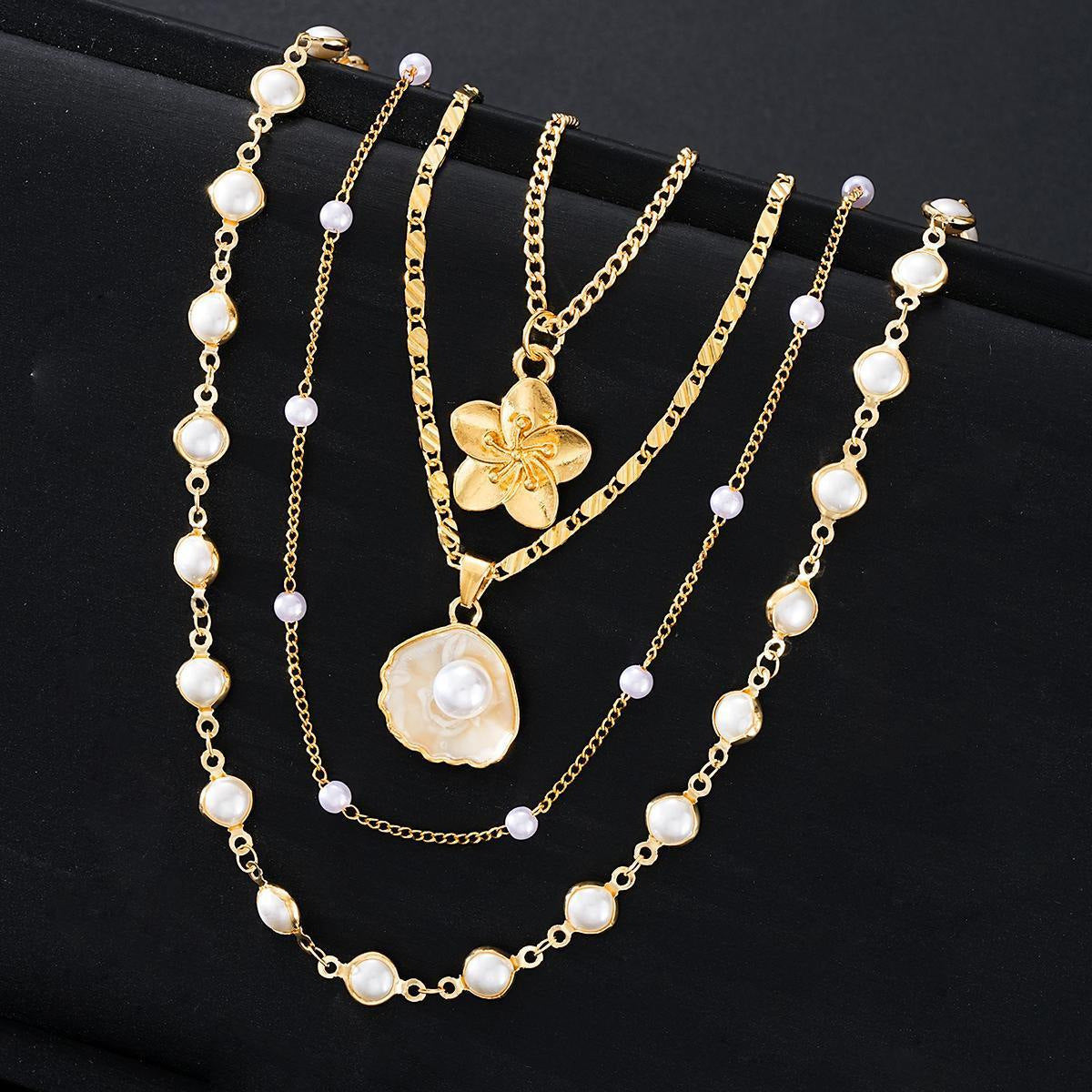 Pearl Twin Light Luxury Long Flower Female Fashion Necklace