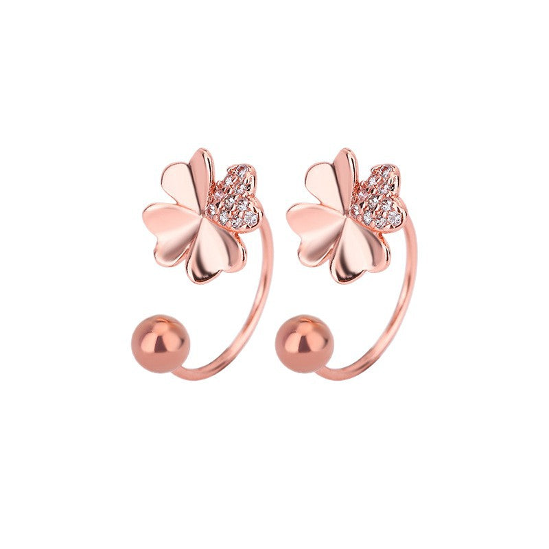 Four-leaf Clover Female Screw Tightening Buckle High-grade Temperament Ear Hook