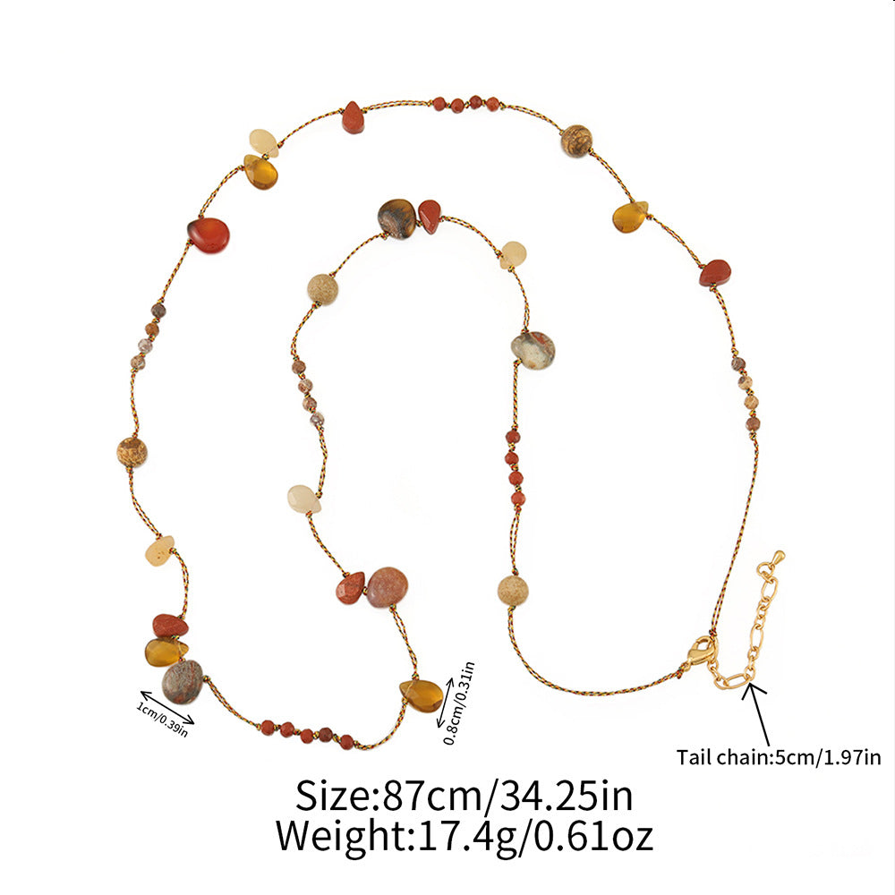 Women's Retro Wine Red Series Niche Natural Stone Agate Necklaces