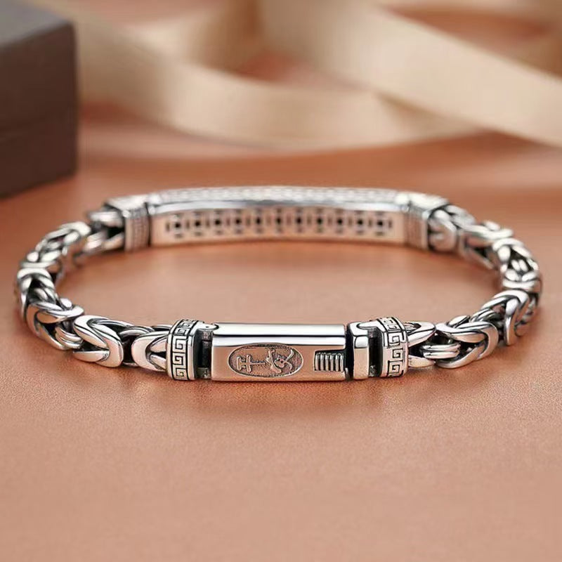 Men's Sier-plated Safe Return Pattern Personality Trend Bracelets