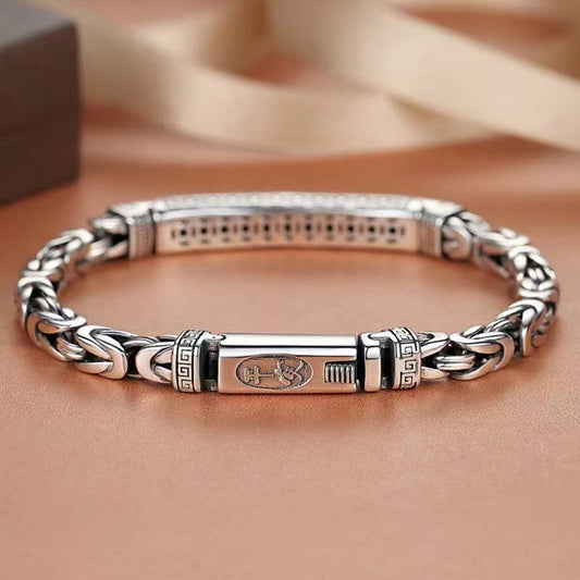 Men's Sier-plated Safe Return Pattern Personality Trend Bracelets