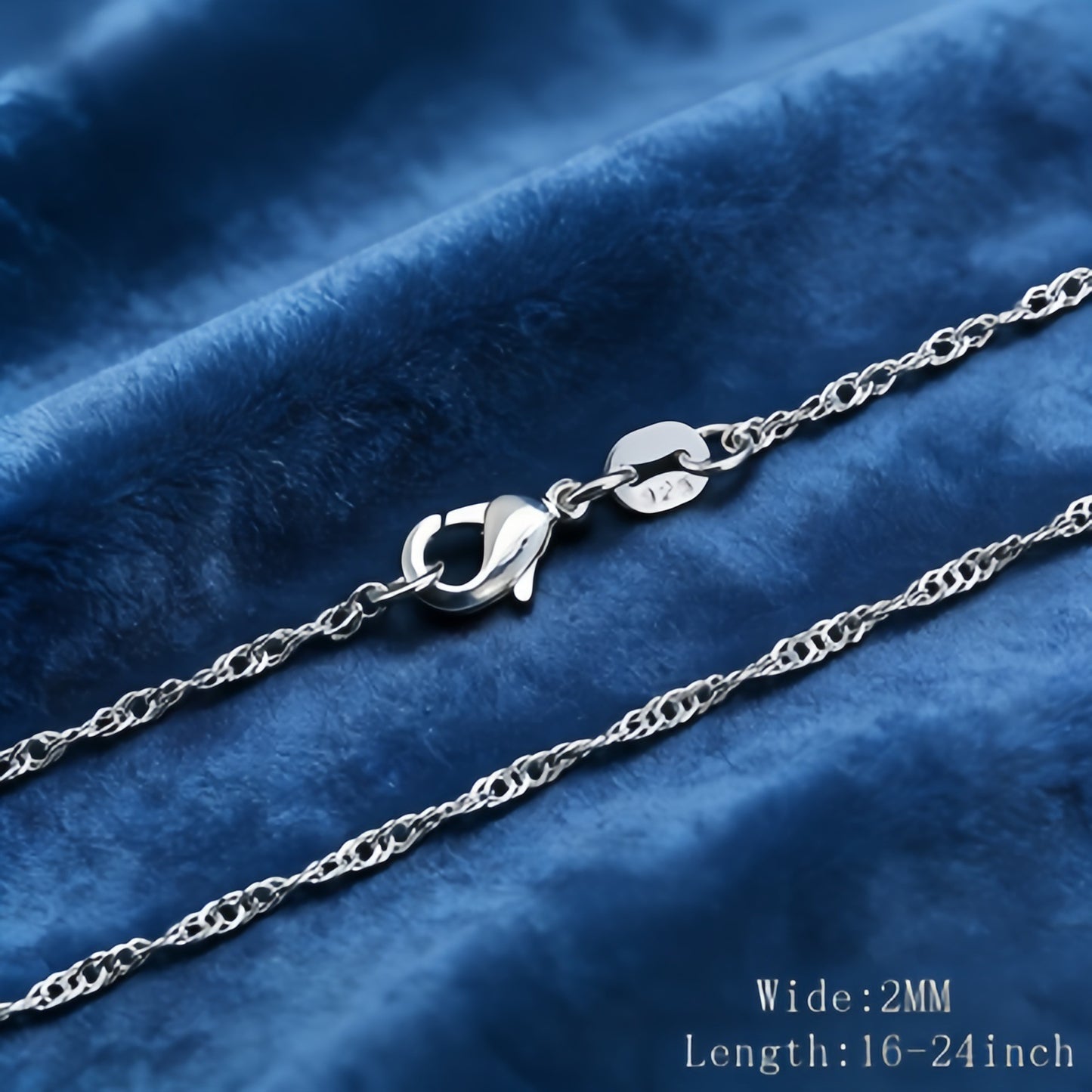 Women's Sier Plated Water Wave Chain Short Necklace