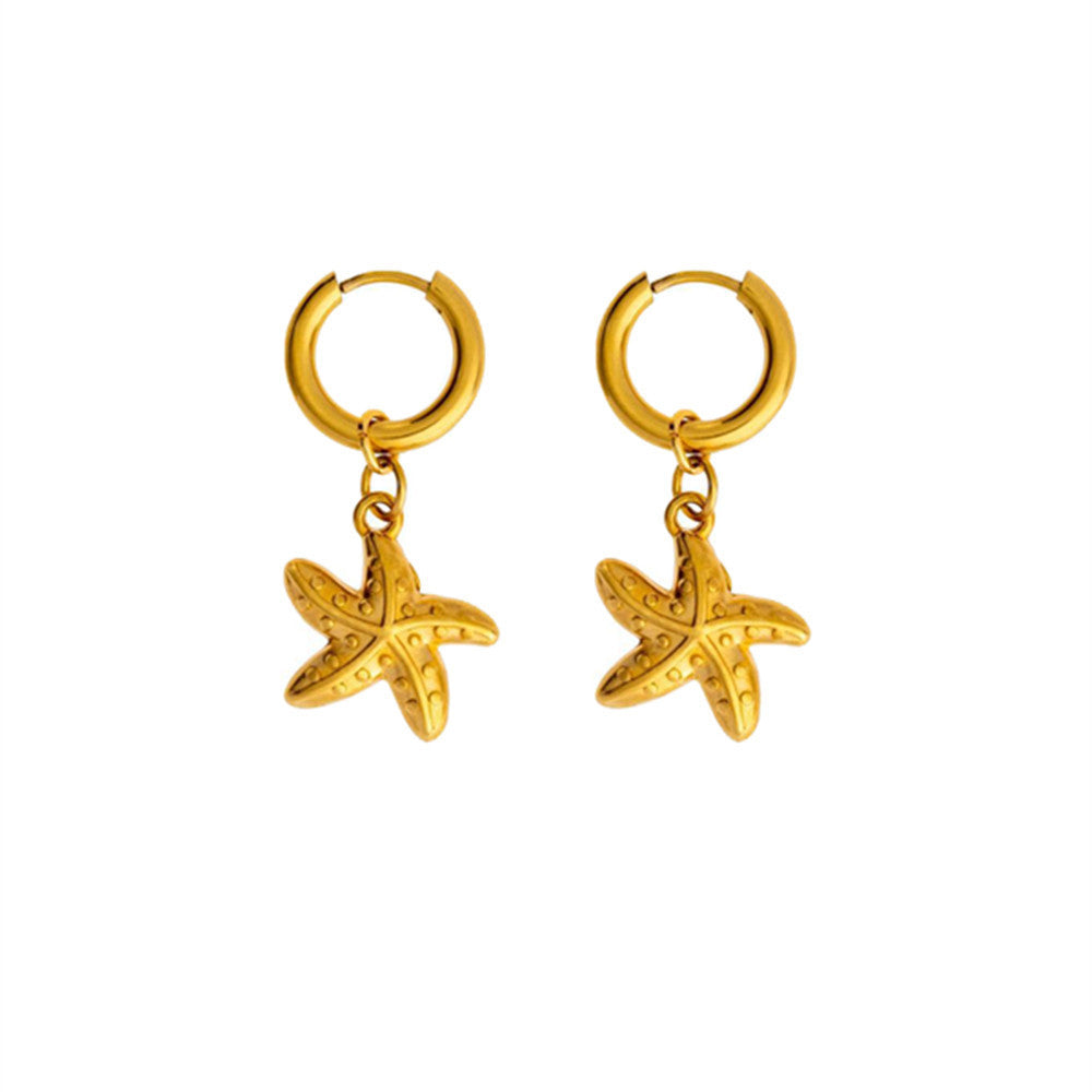 Elegant Beach Vacation Starfish Shell Ear Female Retro Earrings