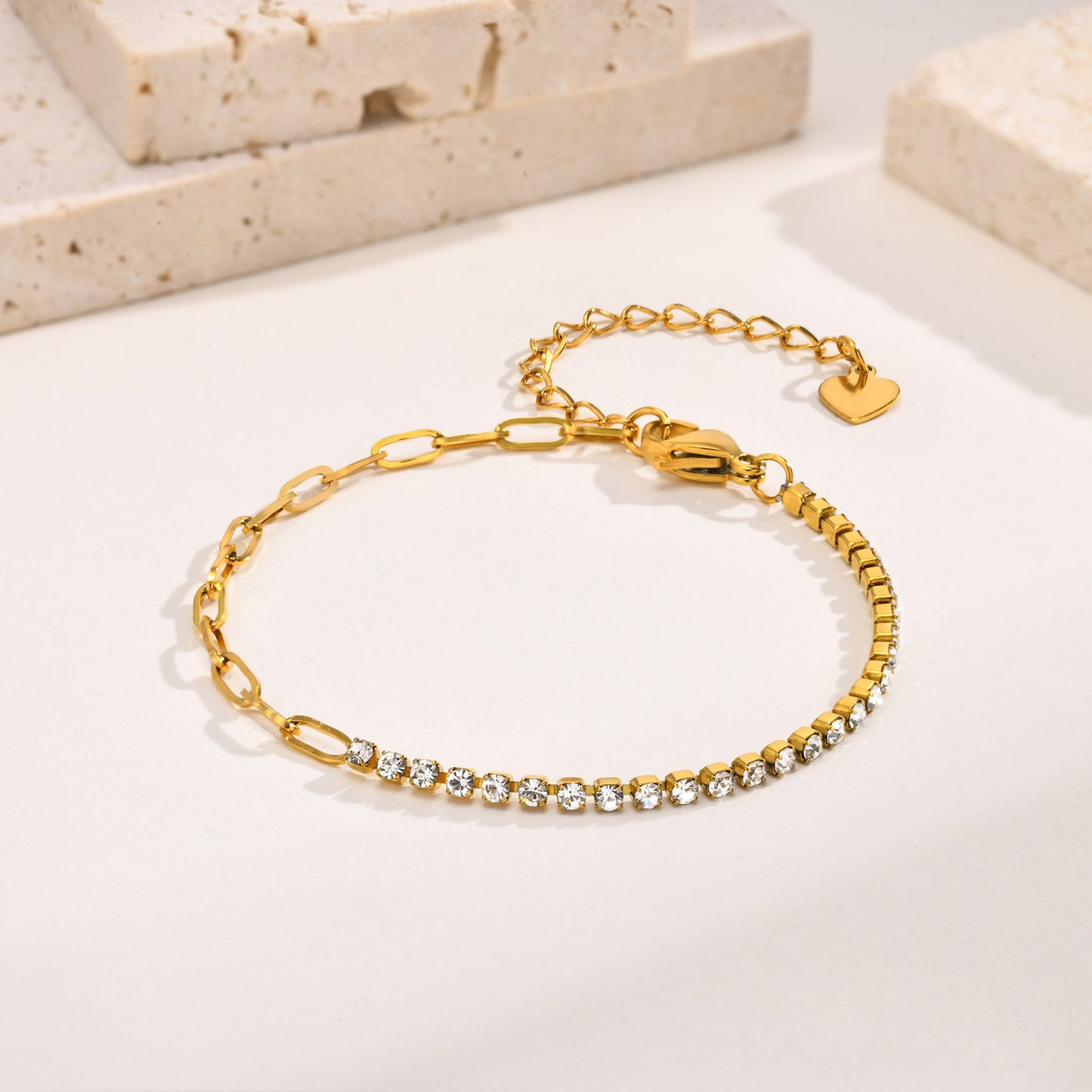 Women's Stainless Steel Flat Cross Chain Zircon Titanium Simple Personalized Bracelet