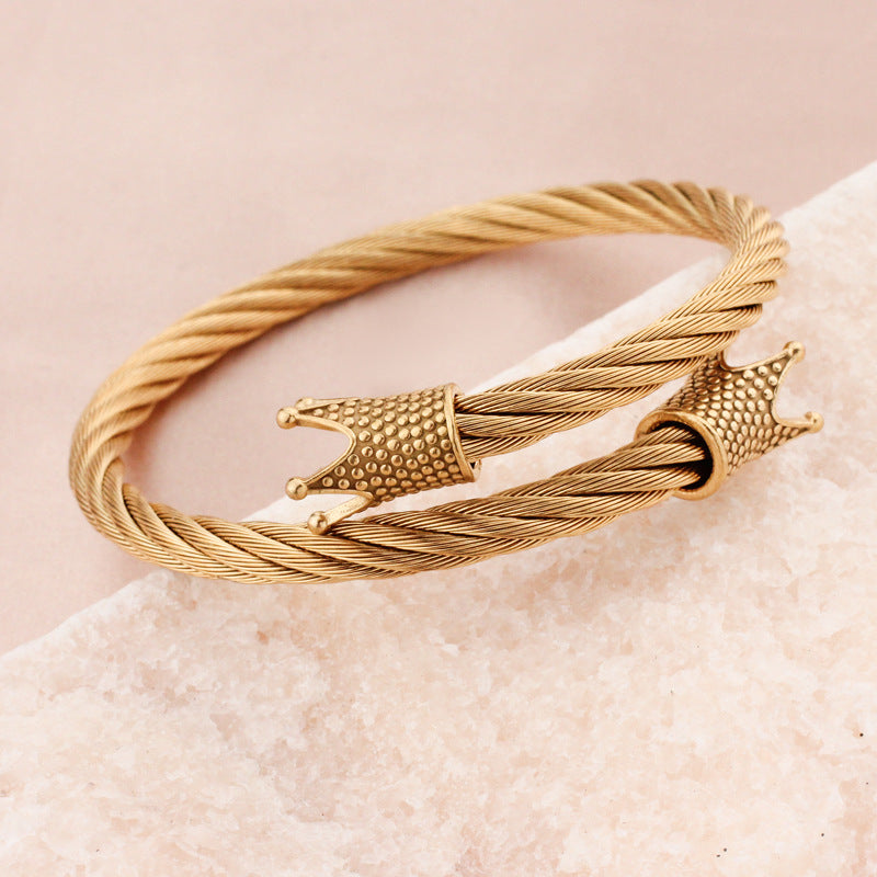 Men's Trendy Retro Personalized Stainless Steel Winding Geometric Bracelet