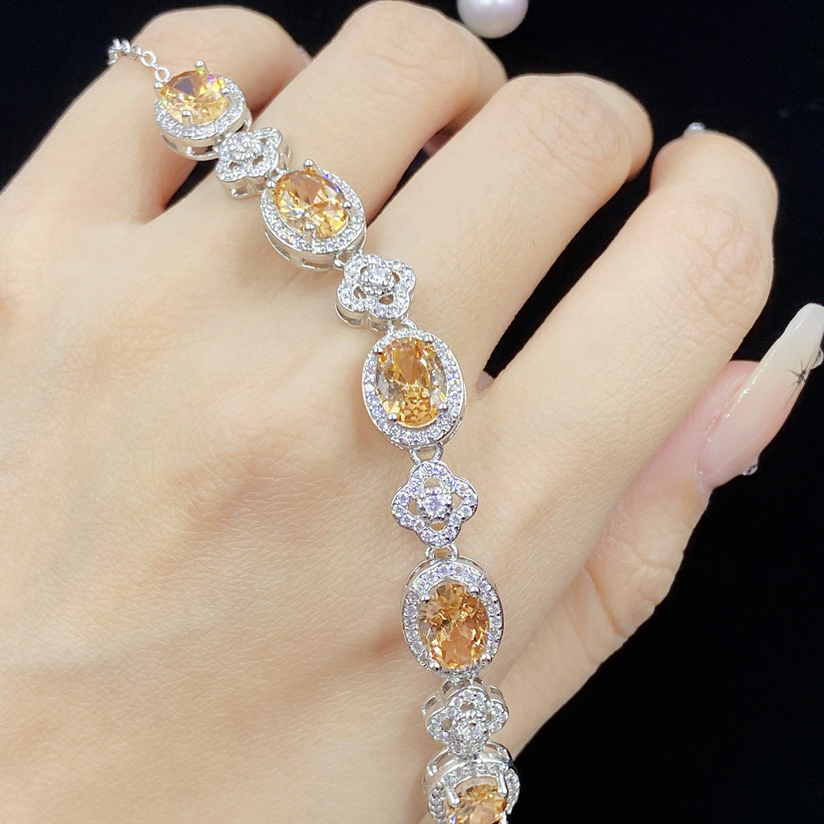 Champagne Zircon Full Diamond Live Simulation Female Fashion Bracelets