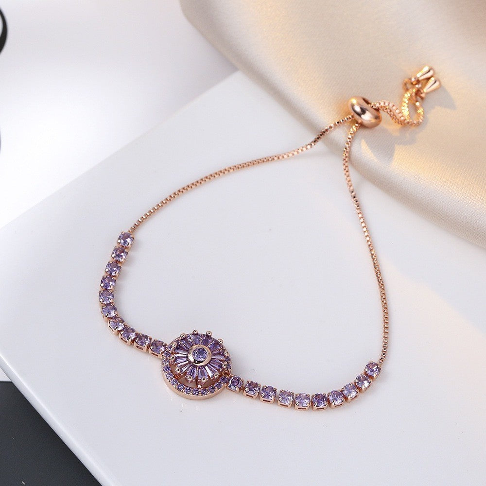 Female Five Petal Flower Fashion Bauhinia Rotatable Bracelet
