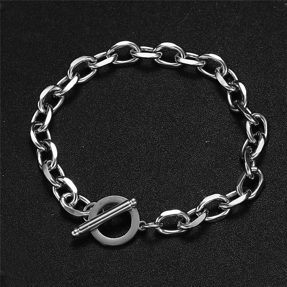 Fashion Exquisite Stainless Steel Slice Connecting Shackle Bracelet