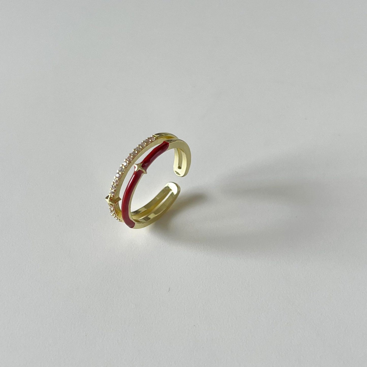 Festive Red Drip Glazed Female Niche Rings