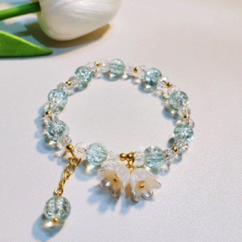 Camellia Little Daisy Crystal Girlfriends Color Glass Chipping Bracelet