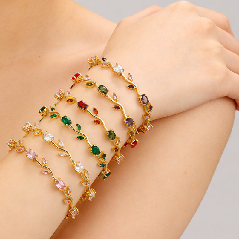 Tulip Colorful Crystals Gem Flower Light Bracelet