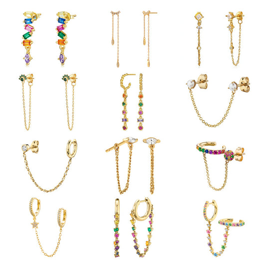 Women's Chain Double Hole Ear Fashion Trend Rings