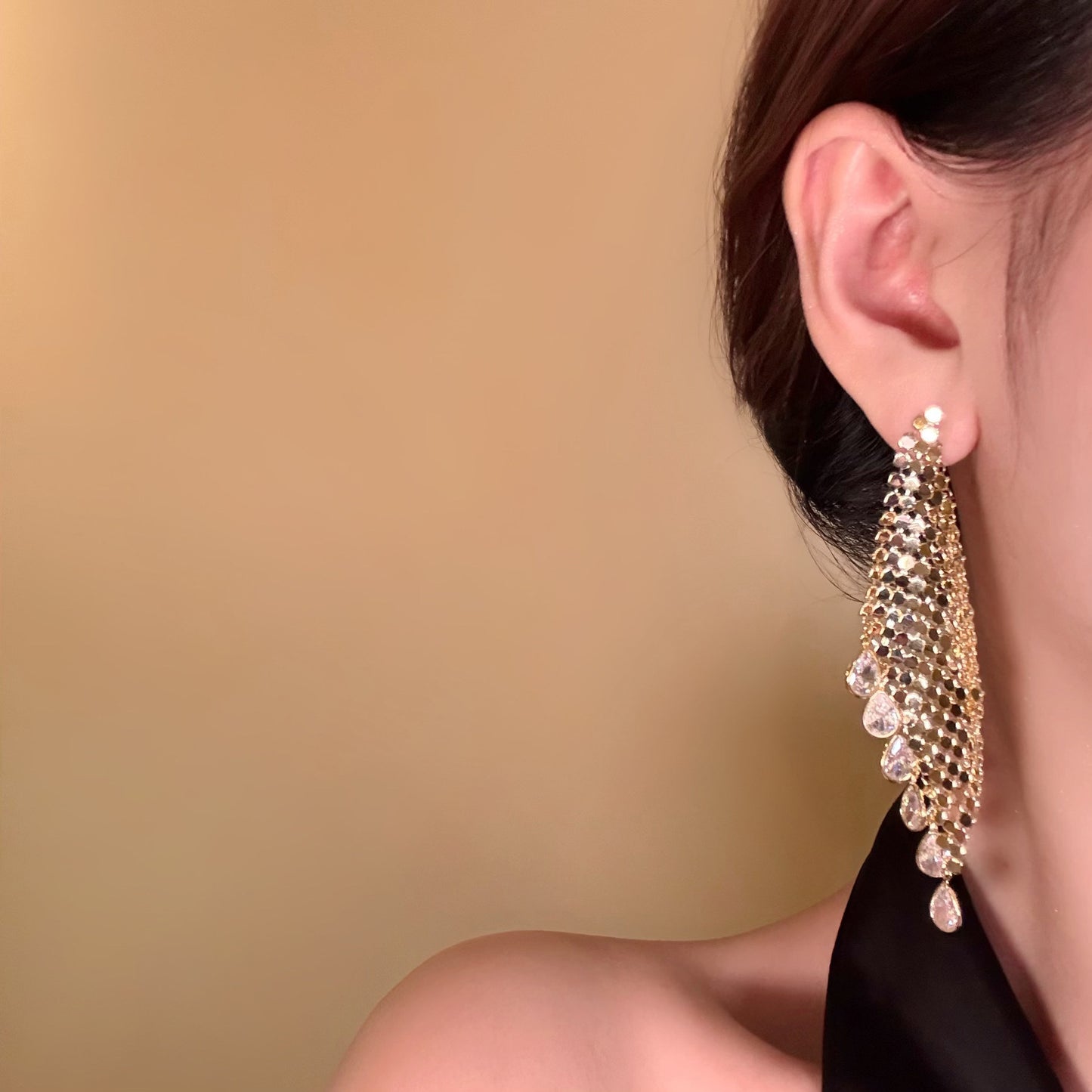 Women's Sier Needle Zircon Water Drops Tassel Fashionable Light Luxury High-grade Rings