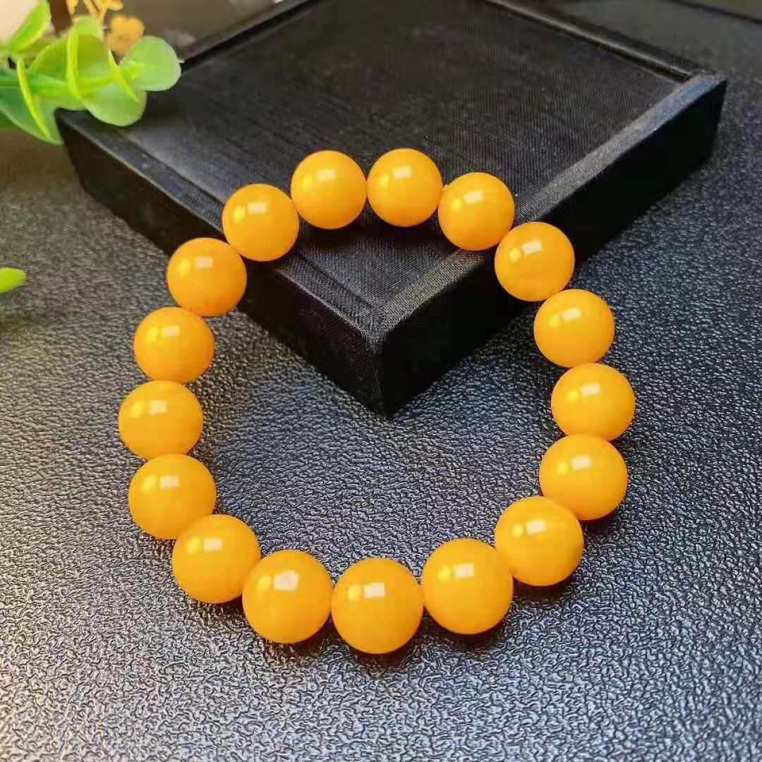 Women's & Men's Style Single Circle Yellow Chicken Grease Old Buddha Beads Live Bracelet