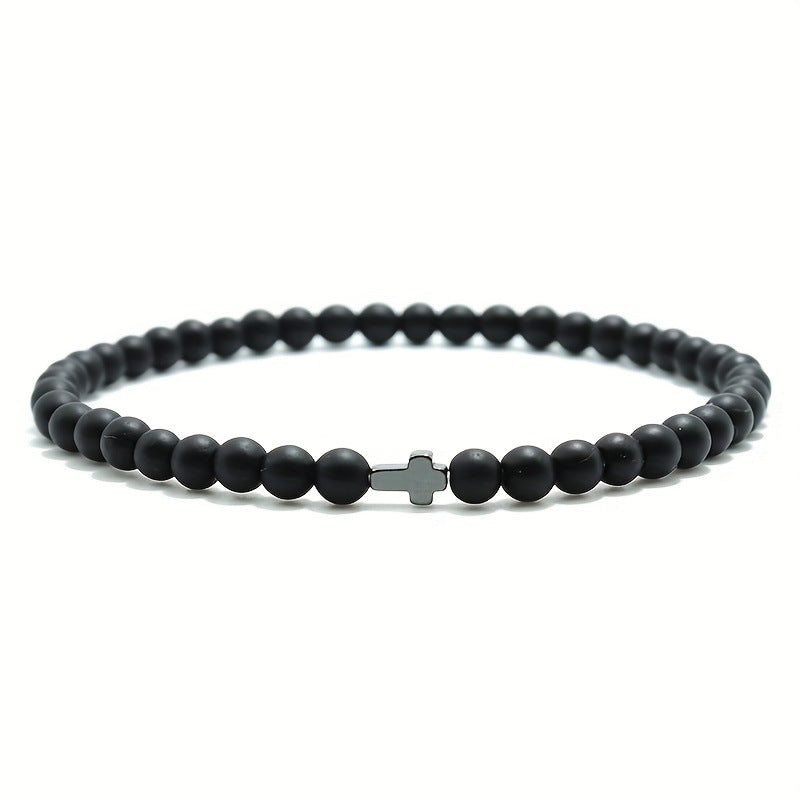 Haematite Cross Volcanic Rock Red Turquoise Bracelets