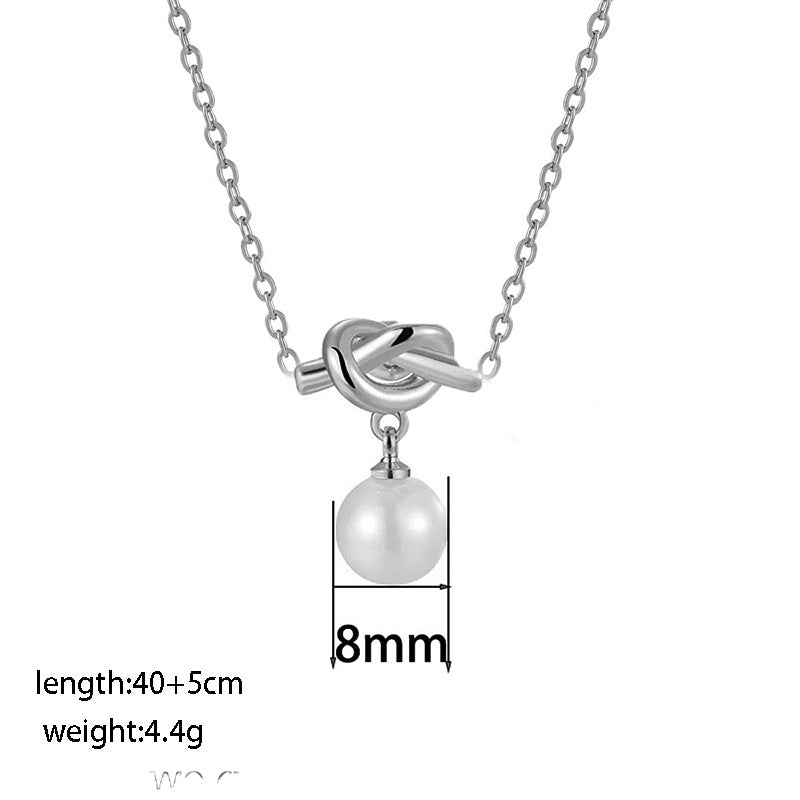 Stainless Steel Knotted Pearl Simple Fashion Unique Design Jewelry Set