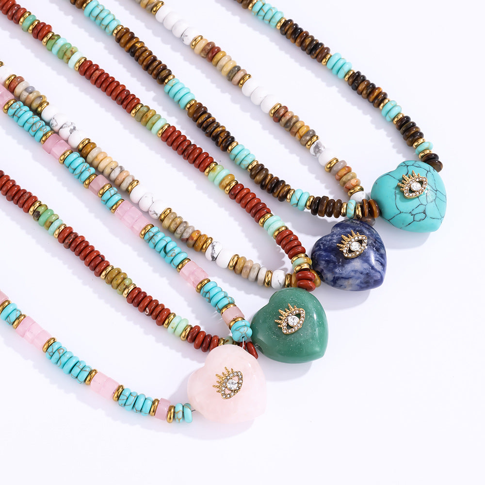 Bohemian Ethnic Style Beaded Devil's Eye Love Natural Stone Necklaces