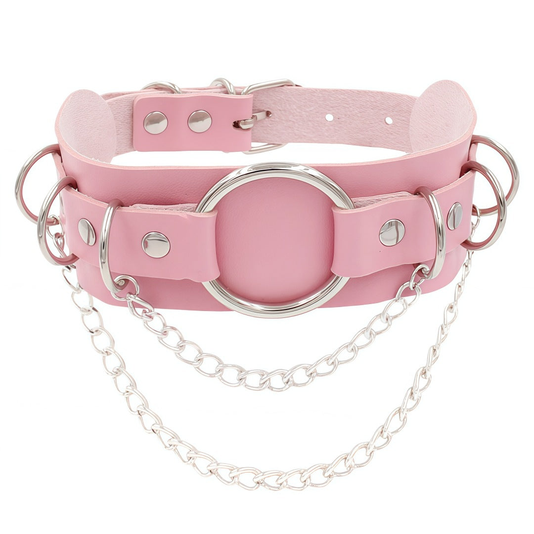 Protection Leather Punk Double Layer O-shaped Necklaces
