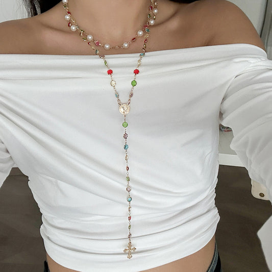 Color Imitation Crystal Female Sweet Cool Necklaces